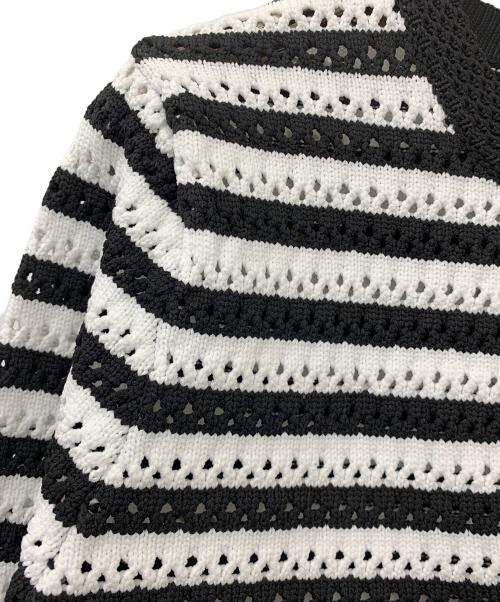 ANAYI（アナイ）ANAYI (アナイ) アイレットボーダー カーディガン ブラック サイズ:38 未使用品の古着・服飾アイテム