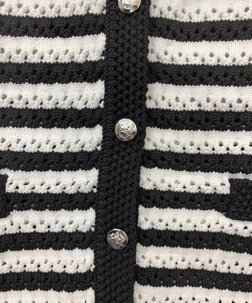 ANAYI（アナイ）ANAYI (アナイ) アイレットボーダー カーディガン ブラック サイズ:38 未使用品の古着・服飾アイテム
