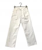EVERYDAY I LIKE.エヴリデイ アイ ライク）の古着「White Tuck Buggy Denim/デニムパンツ」｜ホワイト