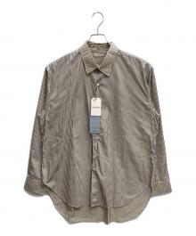 HEUGEN×STEVEN ALAN（ユーゲン×スティーブンアラン）の古着「Alan コットンポプリンストライプレギュラーカラーシャツ」｜イエロー×パープル