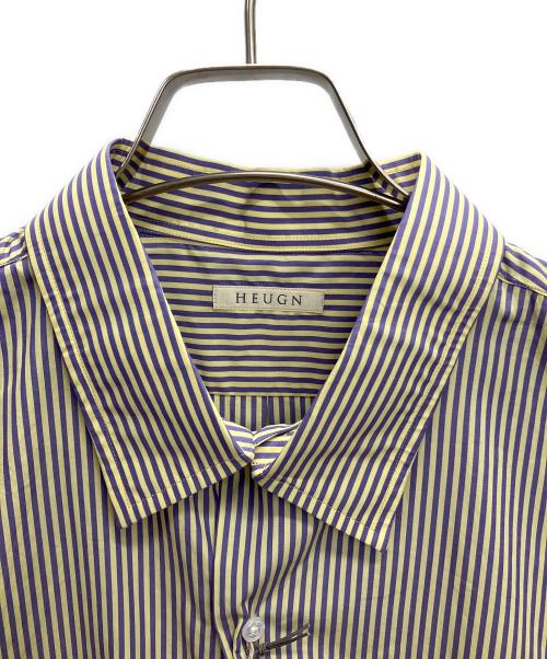 HEUGEN（ユーゲン）HEUGEN (ユーゲン) STEVEN ALAN (スティーブンアラン) Alan コットンポプリンストライプレギュラーカラーシャツ イエロー×パープル サイズ:size3の古着・服飾アイテム