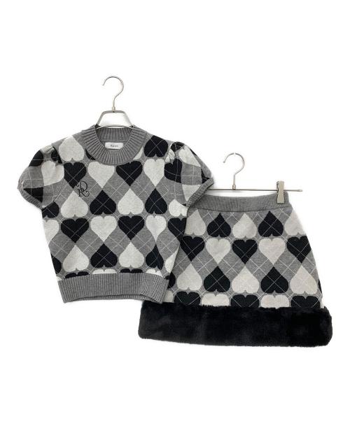 darich（ダーリッチ）Darich (ダーリッチ) アーガイルハートチェックニットセットアップ グレー サイズ:Freeの古着・服飾アイテム