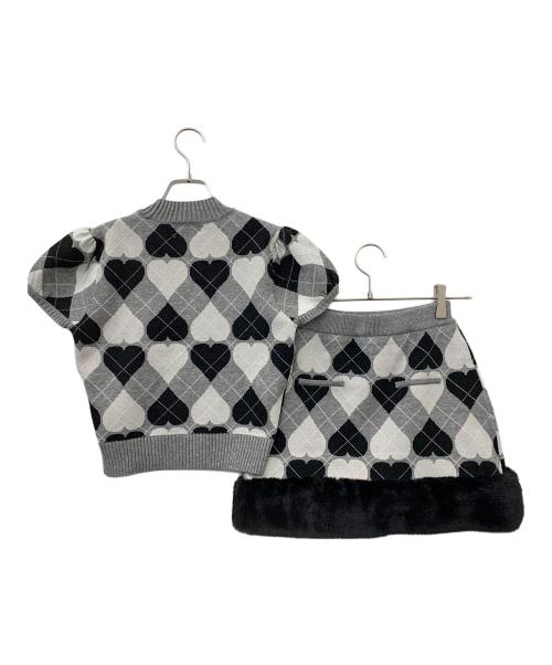 darich（ダーリッチ）Darich (ダーリッチ) アーガイルハートチェックニットセットアップ グレー サイズ:Freeの古着・服飾アイテム