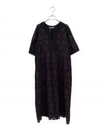 ne quittez pas（ヌキテパ）の古着「Cotton Voile Dot Hemla Dress」｜ブラック