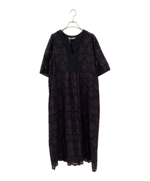 ne quittez pas（ヌキテパ）ne quittez pas (ヌキテパ) Cotton Voile Dot Hemla Dress ブラック サイズ:Mの古着・服飾アイテム