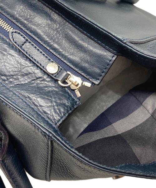 BLACK LABEL CRESTBRIDGE（ブラックレーベル クレストブリッジ）BLACK LABEL CRESTBRIDGE (ブラックレーベル クレストブリッジ) レザートートバッグ ネイビーの古着・服飾アイテム
