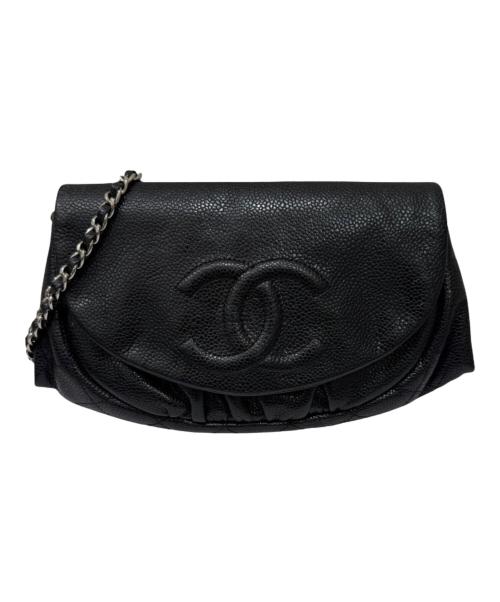 CHANEL（シャネル）CHANEL (シャネル) ココマーク ハーフムーン チェーンウォレット ブラックの古着・服飾アイテム
