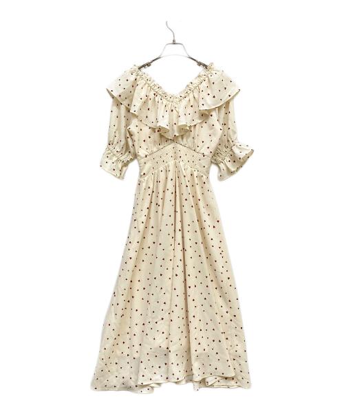 MISTREASS（ミストレアス）MISTREASS (ミストレアス) Heart Pattern Off Shoulder Frill Dress アイボリー サイズ:Fの古着・服飾アイテム
