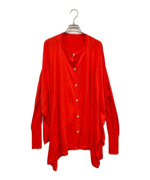 BEARDSLEY（ビアズリー）BEARDSLEY (ビアズリー) コットン シルク ニット ヒラヒラ カーディガン レッド サイズ:SIZE Freeの古着・服飾アイテム
