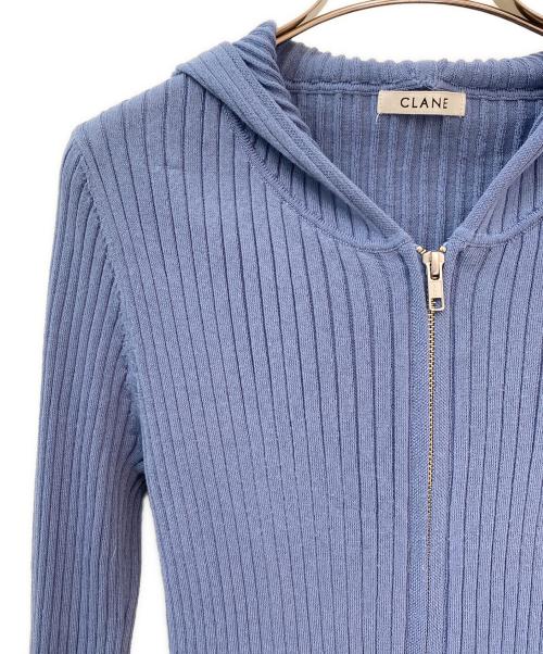 CLANE（クラネ）CLANE (クラネ) SHEER HOODED KNIT CARDIGAN ブルー サイズ:2の古着・服飾アイテム
