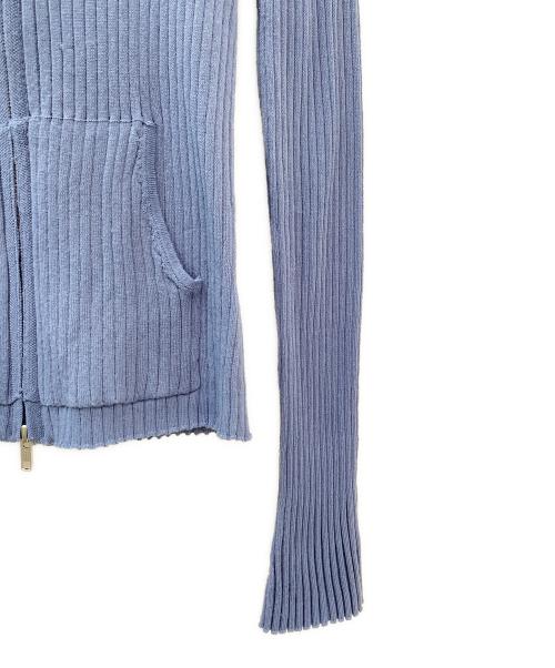CLANE（クラネ）CLANE (クラネ) SHEER HOODED KNIT CARDIGAN ブルー サイズ:2の古着・服飾アイテム