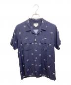 THE CRIMIEザ クライミー）の古着「CROSS THE LILY” OPEN COLLAR ALOHA SHIRT」｜ネイビー