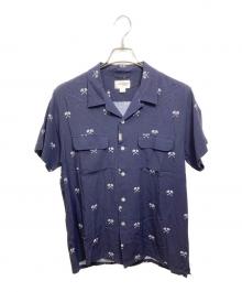 THE CRIMIE（ザ クライミー）の古着「CROSS THE LILY” OPEN COLLAR ALOHA SHIRT」｜ネイビー