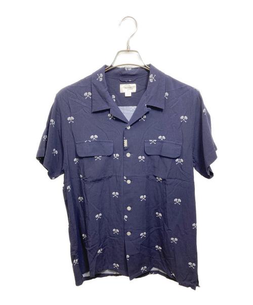 THE CRIMIE（ザ クライミー）THE CRIMIE (ザ クライミー) CROSS THE LILY” OPEN COLLAR ALOHA SHIRT ネイビー サイズ:Mの古着・服飾アイテム