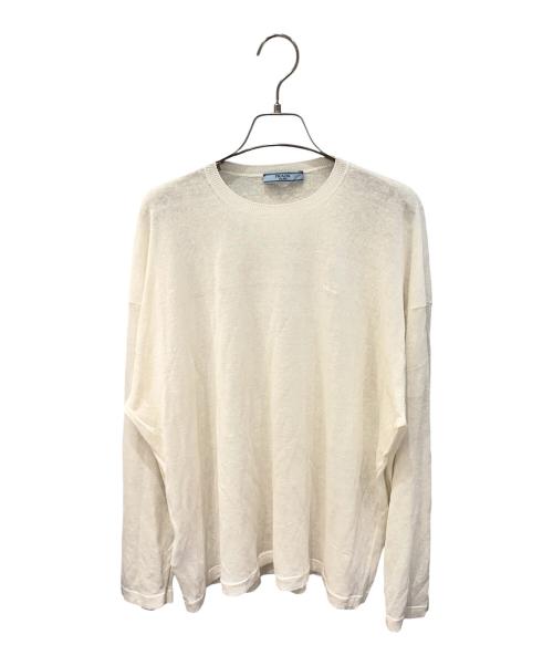 PRADA（プラダ）PRADA (プラダ) リネン シルク ロングスリーブTシャツ ホワイト サイズ:38の古着・服飾アイテム