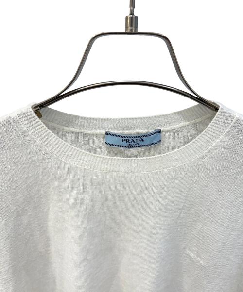 PRADA（プラダ）PRADA (プラダ) リネン シルク ロングスリーブTシャツ ホワイト サイズ:38の古着・服飾アイテム