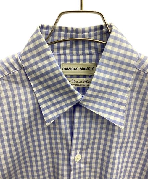 camisas manolo（カミサス マノロ）CAMISAS MANOLO (カミサス マノロ) SHIPS (シップス) GINGHAM NORMAL SHIRT ブルー サイズ:46の古着・服飾アイテム