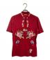VIVIENNE TAM（ヴィヴィアンタム）の古着「Multi flower embroidery on stretch net ブラウス」｜レッド