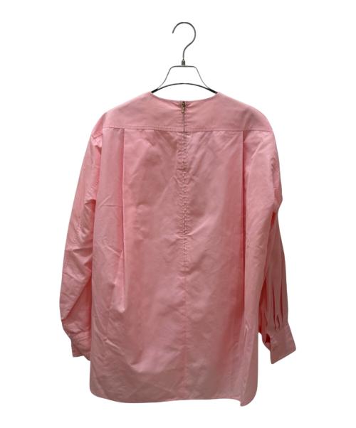 BLAMINK（ブラミンク）BLAMINK (ブラミンク) ノーカラーシルク混ブラウス ピンク サイズ:36の古着・服飾アイテム