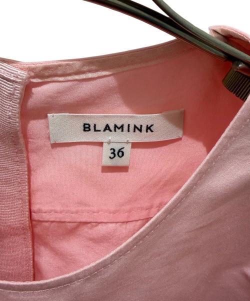 BLAMINK（ブラミンク）BLAMINK (ブラミンク) ノーカラーシルク混ブラウス ピンク サイズ:36の古着・服飾アイテム