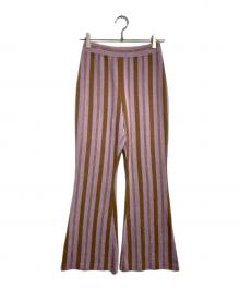 PHEENY（フィーニー）の古着「Pile Border Relaxed Flare Pants」｜パープル