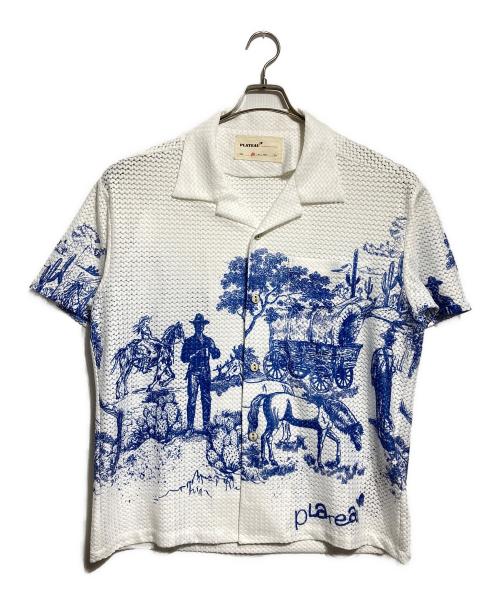 PLATEAU STUDIO（プラテウスタジオ）PLATEAU STUDIO (プラテウスタジオ) SUMMER SHIRT/サマーシャツ ホワイト×ブルー サイズ:1の古着・服飾アイテム
