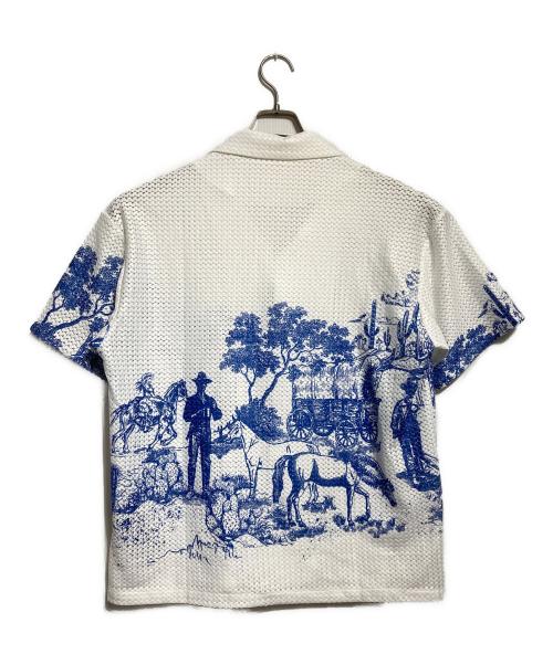 PLATEAU STUDIO（プラテウスタジオ）PLATEAU STUDIO (プラテウスタジオ) SUMMER SHIRT/サマーシャツ ホワイト×ブルー サイズ:1の古着・服飾アイテム