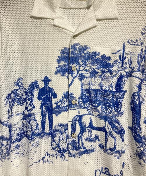 PLATEAU STUDIO（プラテウスタジオ）PLATEAU STUDIO (プラテウスタジオ) SUMMER SHIRT/サマーシャツ ホワイト×ブルー サイズ:1の古着・服飾アイテム