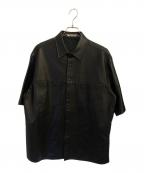AURALEEオーラリー）の古着「LAMB LEATHER HALF SLEEVED SHIRTS」｜ブラック