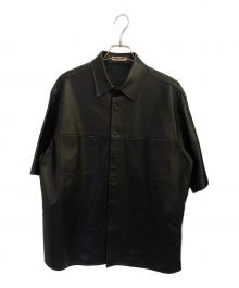 AURALEE（オーラリー）の古着「LAMB LEATHER HALF SLEEVED SHIRTS」｜ブラック