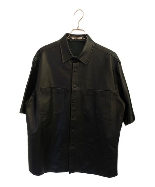 AURALEE（オーラリー）AURALEE (オーラリー) LAMB LEATHER HALF SLEEVED SHIRTS ブラック サイズ:3の古着・服飾アイテム