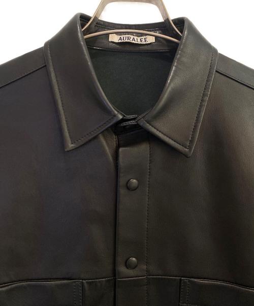 AURALEE（オーラリー）AURALEE (オーラリー) LAMB LEATHER HALF SLEEVED SHIRTS ブラック サイズ:3の古着・服飾アイテム