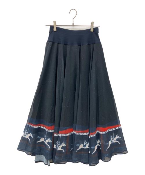 BEARDSLEY（ビアズリー）BEARDSLEY (ビアズリー) メリーゴーランドウエストリブスカート ネイビー サイズ:FREEの古着・服飾アイテム
