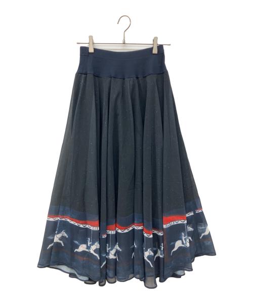 BEARDSLEY（ビアズリー）BEARDSLEY (ビアズリー) メリーゴーランドウエストリブスカート ネイビー サイズ:FREEの古着・服飾アイテム