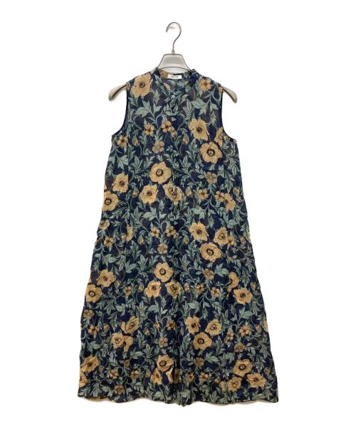 MACPHEE（マカフィー）MACPHEE (マカフィー) ウォールペーパープリント ノースリーブワンピース ネイビー サイズ:36の古着・服飾アイテム