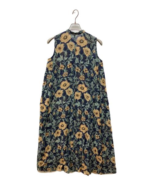 MACPHEE（マカフィー）MACPHEE (マカフィー) ウォールペーパープリント ノースリーブワンピース ネイビー サイズ:36の古着・服飾アイテム