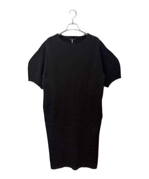 DRAWER（ドゥロワー）DRAWER (ドゥロワー) 16Gミラノ編みパフスリーブニットワンピース ブラック サイズ:FREEの古着・服飾アイテム
