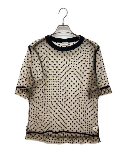 DRIES VAN NOTEN（ドリスヴァンノッテン）DRIES VAN NOTEN (ドリスヴァンノッテン) フロッキードットチュールTシャツ ベージュ サイズ:XSの古着・服飾アイテム