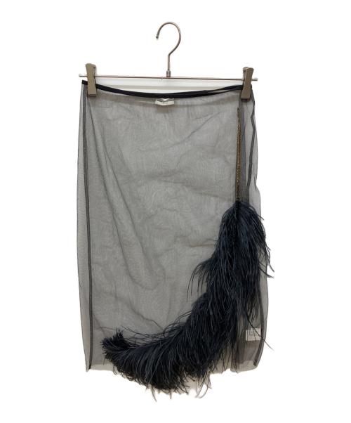 DRIES VAN NOTEN（ドリスヴァンノッテン）DRIES VAN NOTEN (ドリスヴァンノッテン) フェザーシアースカート ブラック サイズ:34の古着・服飾アイテム