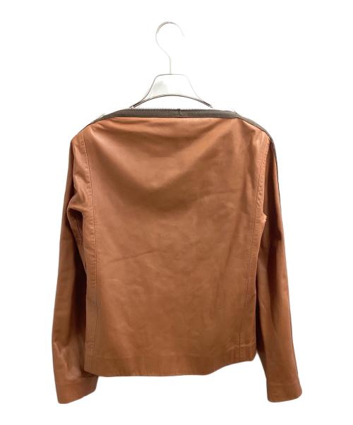 MARTIN MARGIELA（マルタン・マルジェラ）MARTIN MARGIELA (マルタン・マルジェラ) ZIPデザイン レザーノーカラージャケット / 08AW / ここのえ期 白タグ / イタリア製 ブラウン サイズ:38の古着・服飾アイテム