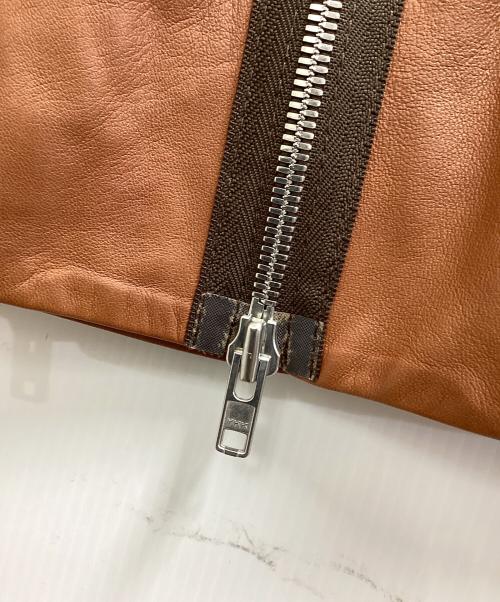 MARTIN MARGIELA（マルタン・マルジェラ）MARTIN MARGIELA (マルタン・マルジェラ) ZIPデザイン レザーノーカラージャケット / 08AW / ここのえ期 白タグ / イタリア製 ブラウン サイズ:38の古着・服飾アイテム