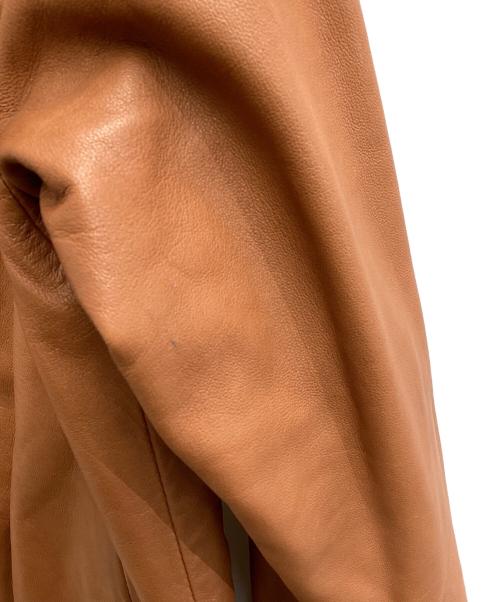 MARTIN MARGIELA（マルタン・マルジェラ）MARTIN MARGIELA (マルタン・マルジェラ) ZIPデザイン レザーノーカラージャケット / 08AW / ここのえ期 白タグ / イタリア製 ブラウン サイズ:38の古着・服飾アイテム