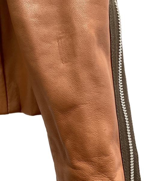 MARTIN MARGIELA（マルタン・マルジェラ）MARTIN MARGIELA (マルタン・マルジェラ) ZIPデザイン レザーノーカラージャケット / 08AW / ここのえ期 白タグ / イタリア製 ブラウン サイズ:38の古着・服飾アイテム