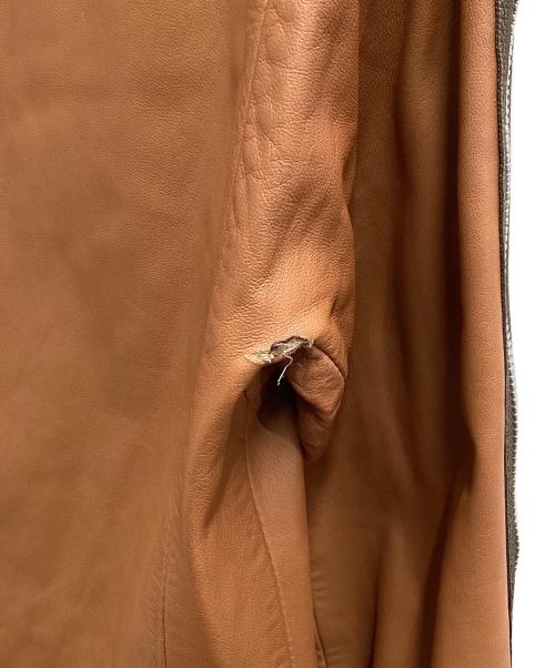 MARTIN MARGIELA（マルタン・マルジェラ）MARTIN MARGIELA (マルタン・マルジェラ) ZIPデザイン レザーノーカラージャケット / 08AW / ここのえ期 白タグ / イタリア製 ブラウン サイズ:38の古着・服飾アイテム