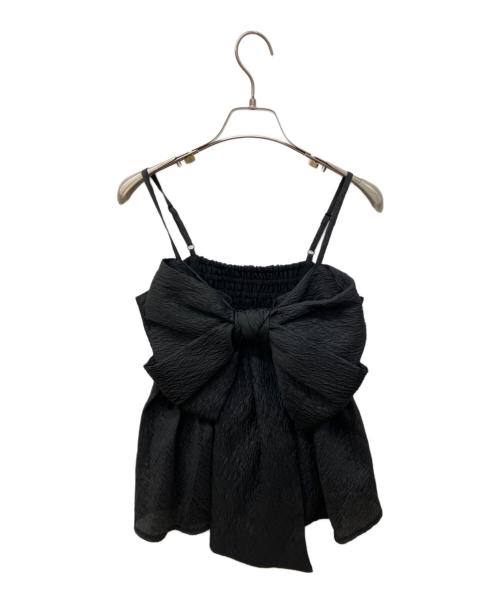 FRAY ID（フレイ アイディー）FRAY ID (フレイ アイディー) リボンペプラムキャミトップス ブラックの古着・服飾アイテム