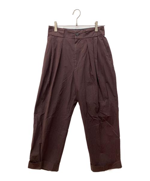 MARGARET HOWELL（マーガレットハウエル）MARGARET HOWELL (マーガレットハウエル) MATT COTTON SILK POPLIN　マット コットン シルク ポプリン　パンツ ブラウン サイズ:１の古着・服飾アイテム