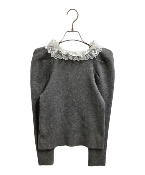 Snidel（スナイデル）Snidel (スナイデル) フリルネックニットプルオーバー グレー サイズ:FREEの古着・服飾アイテム