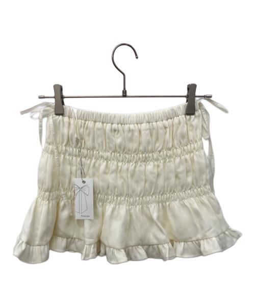 M ME EME（エムミーエメ）M me eme (エムミーエメ) Shirring frill bijou mini skirt アイボリー サイズ:XS 未使用品の古着・服飾アイテム