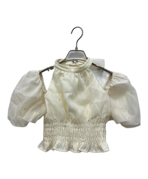 M ME EME（エムミーエメ）M me eme (エムミーエメ) Puff sleeve shirring cut out tops アイボリー サイズ:XS 未使用品の古着・服飾アイテム
