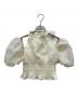 M me eme（エムミーエメ）の古着「Puff sleeve shirring cut out tops」｜アイボリー
